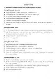 English Worksheet: INTERCHANGE 3A UNIT5 EXPECTATIONS