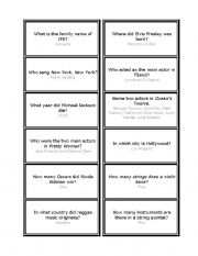 English Worksheet: Question cards of general knowlege