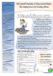 English Worksheet: Washing-up