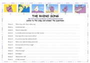 English worksheet: The Rhino Song