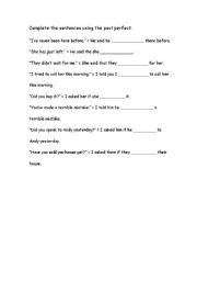 English worksheet: Past perfect exercises