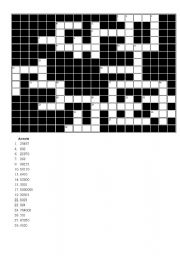 English worksheet: number crossword