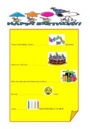 English worksheet: HAPPY BIRTHDAY 