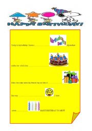 English Worksheet: HAPPY BIRTHDAY 