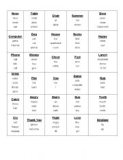 English Worksheet: Taboo cards