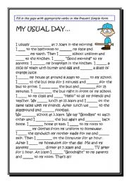 English Worksheet: MY USUAL DAY