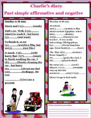 English Worksheet: charlies diary(past simple)