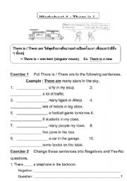 English Worksheet: There is /There are