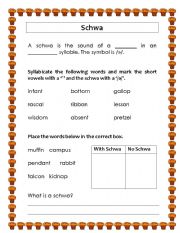 English Worksheet: Schwa