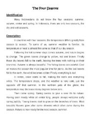 English Worksheet: The Four Seasons