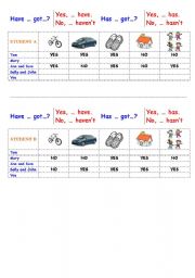 English Worksheet: Have got (Speaking practice, pair work)