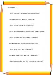 English Worksheet: Why did you...?