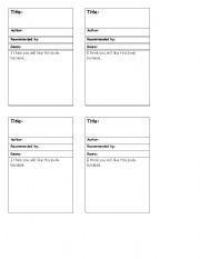 English Worksheet: Book recommendation