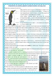 English Worksheet: Prepositions (23 marks): Emperor penguin makes rare New  Zealand stop