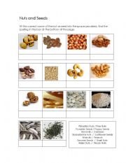 English Worksheet: Nuts and seeds
