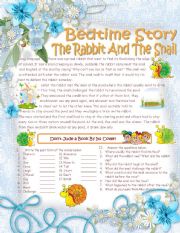English Worksheet: Bedtime Story (The rabbit and the snail)