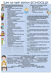 English Worksheet: LET US TALK ABOUT SCHOOLS!!! SPEAKING ACTIVITIES.