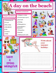 English Worksheet: a day on the beach