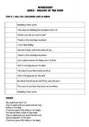 English Worksheet: Rolling in the Deep - Adele - Worksheeet on the Song