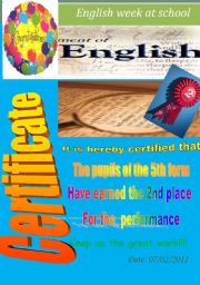 English Worksheet: Certificate. 2nd place