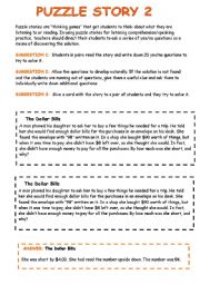 English Worksheet: PUZZLE STORY 2