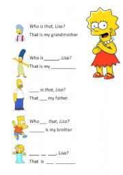 English worksheet: Activity about family members 2/2