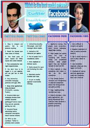 English Worksheet: Debate twitter vs facebook