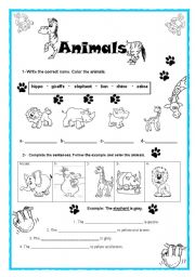 English Worksheet: Wild Animals