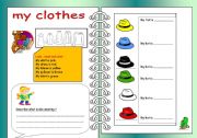 English Worksheet: my clothes  /  the present continuous