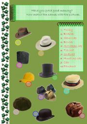 English Worksheet: MEN HATS (Part II)