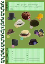 English Worksheet: MEN HATS (Part III)