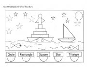 English Worksheet: Count n Colour