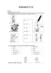 English Worksheet: PERSONAL PRONOUNS