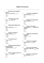 Object Pronouns Worksheet