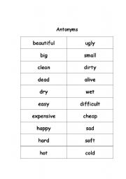English Worksheet: Antonyms & Synonyms