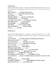 English Worksheet: adjectives+prepositions