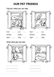 English Worksheet: animals - pet friends