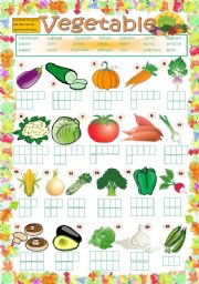 English Worksheet: Vegetable Puzzle (key included)