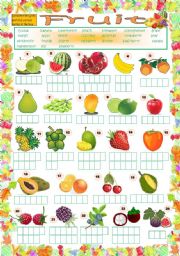 English Worksheet: Fruit Puzzle (key included)