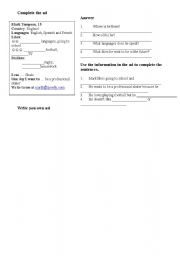 English Worksheet: Personal Information