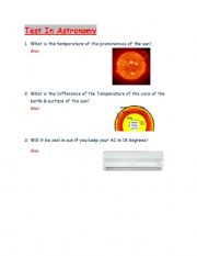 English Worksheet: ASTRONOMY TEST