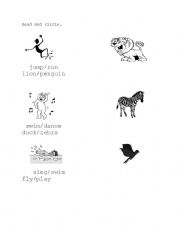 English worksheet: action verbs-animals-numbers