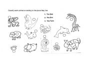 English worksheet: animal types