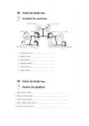 English Worksheet: Family Tree Practice