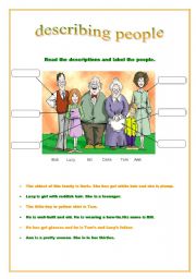 English Worksheet: descibing people