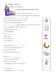 English Worksheet: Firework, Glee, Katy Perry