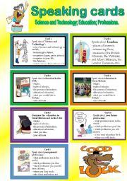 English Worksheet: Speaking Cards. Science and Technology, Education, Professions.