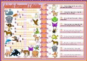 Animals Crosswords & Riddles  teachers handout with keys  2 pages  editable