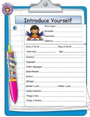 English Worksheet: introduce yourself