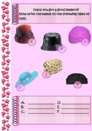 English Worksheet: WOMEN HATS (Part III)